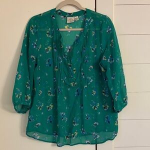 St. John's Bay Green Floral Blouse